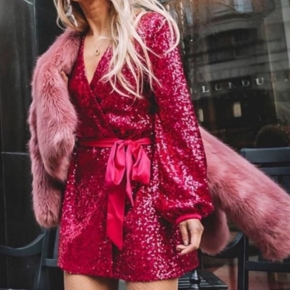 Express Pink Sequin Mini Dress - Picture 13 of 14